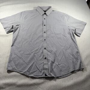 UNTUCKit Men's Large Short Sleeve Button Up Shirt Blue Check Wrinkle Free Casual